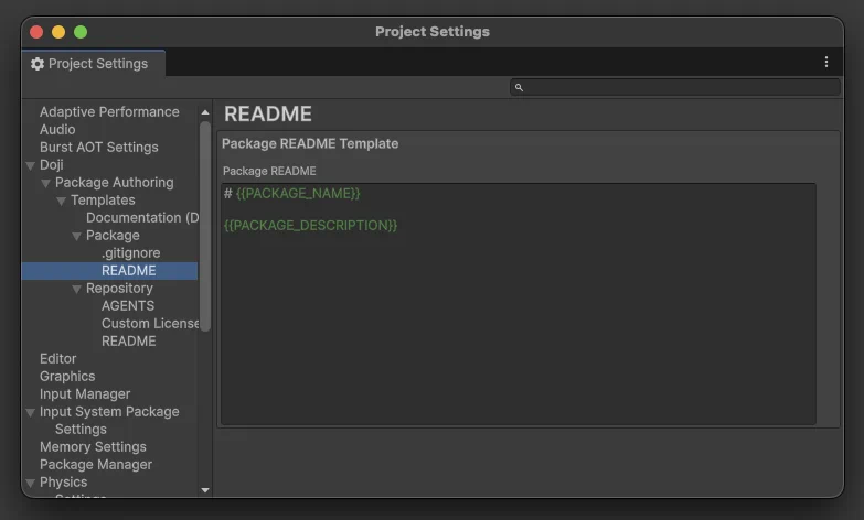 Package templates page