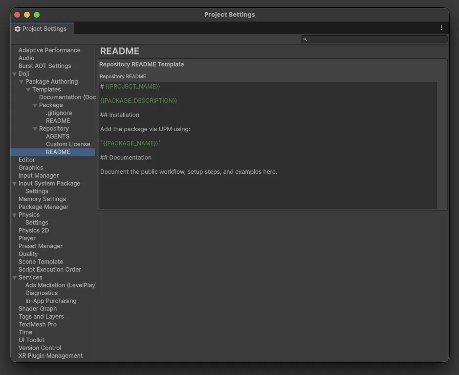Repository templates page